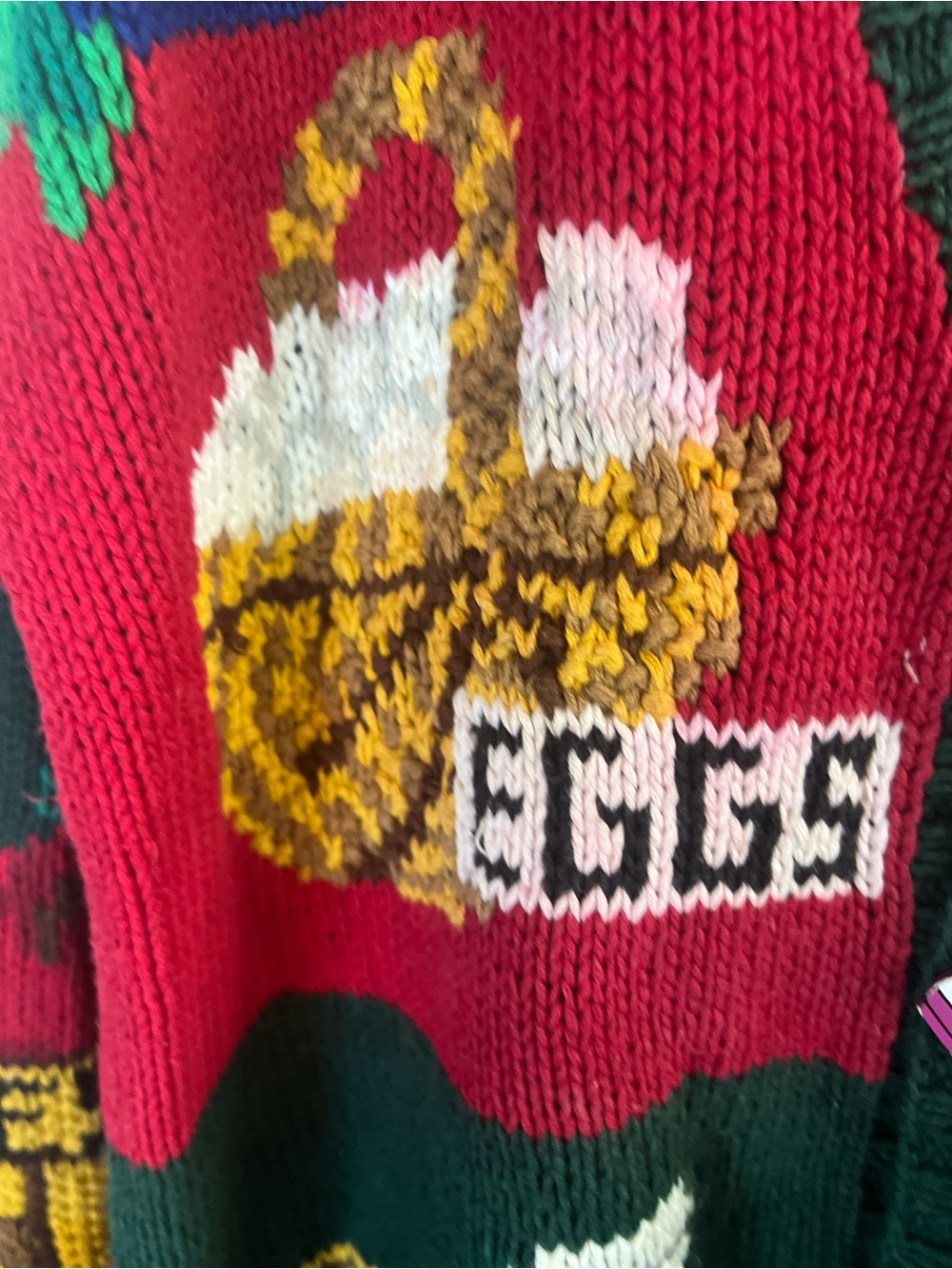 Alexandra Bartlett Vtg 80’s Maximalist Hand Knit/embroidered cat/food cardigan - Picture 6 of 15